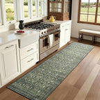 Lofus 2X 8 Area Rug for Hallways,Green Washable Runner Rugs with Non Slip Rubber Backing, Low Pile Soft Carpet Runner for Kitchen Bathroom Bedroom Laundry