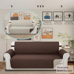 Reversible Oversized Sofa Covers Couch Cover Furniture Protector for Dogs Elastic Straps Water Resistant(XLSofa,Chocolate/Beige)