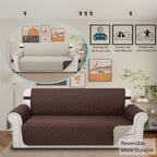 Luxshare Home Reversible 4 Seater Sofa Cover 91 Inch Large Couch Cover Furniture Protector(Sofa XX-Large,Chocolate/Beige)
