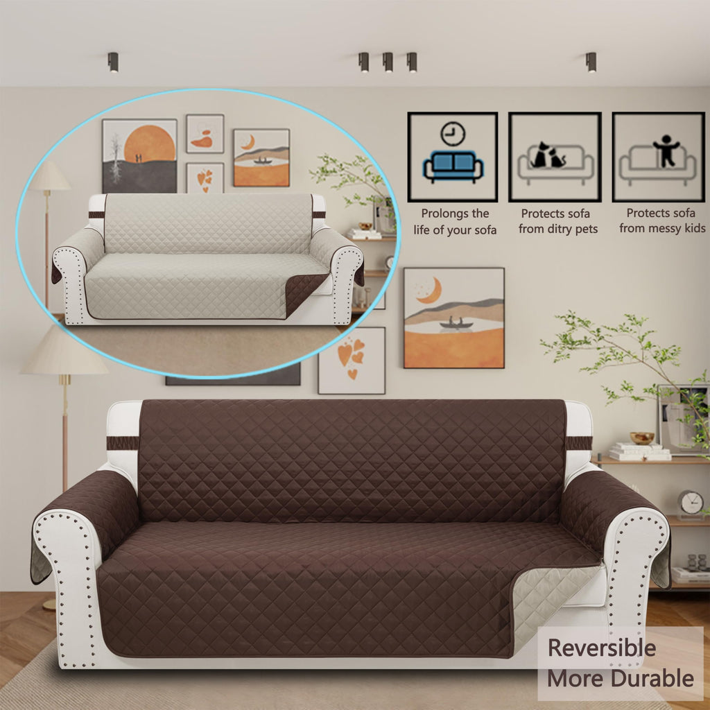 Luxshare Home Reversible Oversized Sofa Covers, XL Sofa, Chocolate/Beige