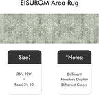 Hallway 3x10 Runner Rug - Vintage Non-Slip Long Rug Low-Pile Washable Medallion Runner Rugs for Hallway Waterproof Traditional Runner Rug Indoor Thin Rug for Kitchen (Muted Sage Green)