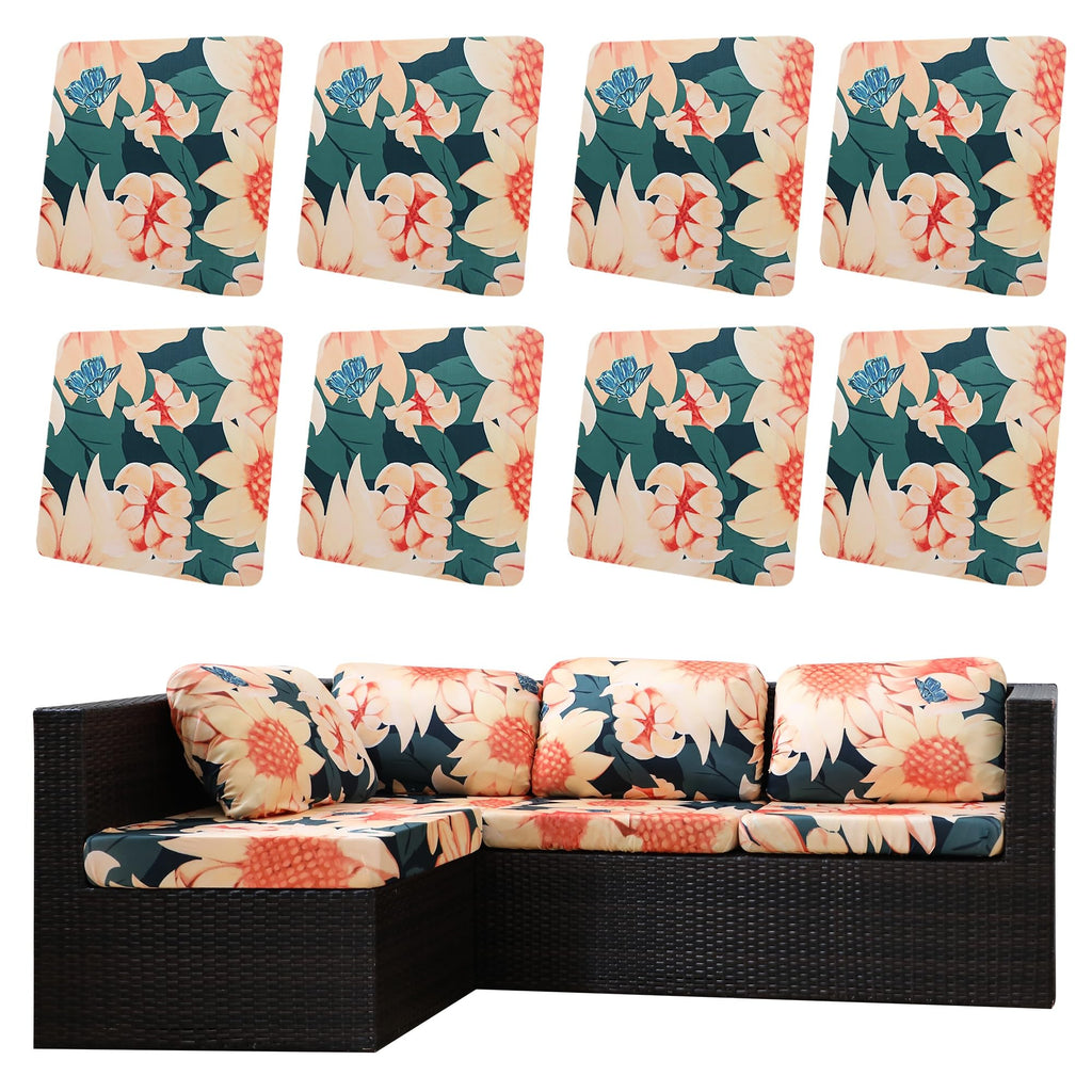 DREAHOTEXTIL 8Pcs Outdoor Cushion Covers, Elastic Patio Cushion Covers