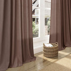 Mocha Mousse Curtains 102 Inches Long 2 Panel Set Back Tab Rod Pocket Linen Blend High Window Semi Sheer Light Filtering Burlap Look for Neutral Farmhouse Decor Curtain in Living Room 52x102
