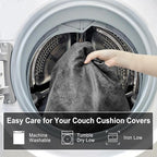 Leather Look Couch Cushion Covers Sofa Seat Slipcovers Sets Couches Furniture Protector for Sectional Armchair Loveseat Pets Kids Stretch Spandex Fabric (1 Cushion Loveseat, Dark Grey)