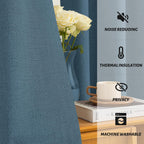 Yakamok Dusty Blue Linen Textured Curtains 96 Inches Long for Living Room