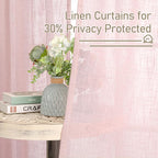 LAMIT Linen Curtains 48 Inch Length 2 Panels, Light Filtering Panels Back Tab and Rod Pocket Neutral Drapes for Kitchen/Window/Kids Room/Bedroom, 34 x 48 Inch Pink