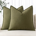 MIULEE Decorative Linen Pillow Covers 18x18 Inch Green