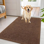 OLANLY Dog Door Mat for Muddy Paws 44x32, Absorbs Moisture and Dirt, Absorbent Non-Slip Washable Doormat, Quick Dry Chenille Mud Mat for Dogs, Entry Indoor Entryway Carpet for Inside Floor, Mocha