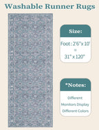SERISSA 2'6"x10' Washable Non Slip Floral Boho Runner Rug for Hallway