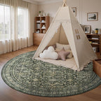 Lofus 6ft Area Rugs for Living Room, Green Washable Area Rug with Non-Slip Backing,Soft Boho Carpets for Bedroom Dining Room Home Office Indoor Nursery