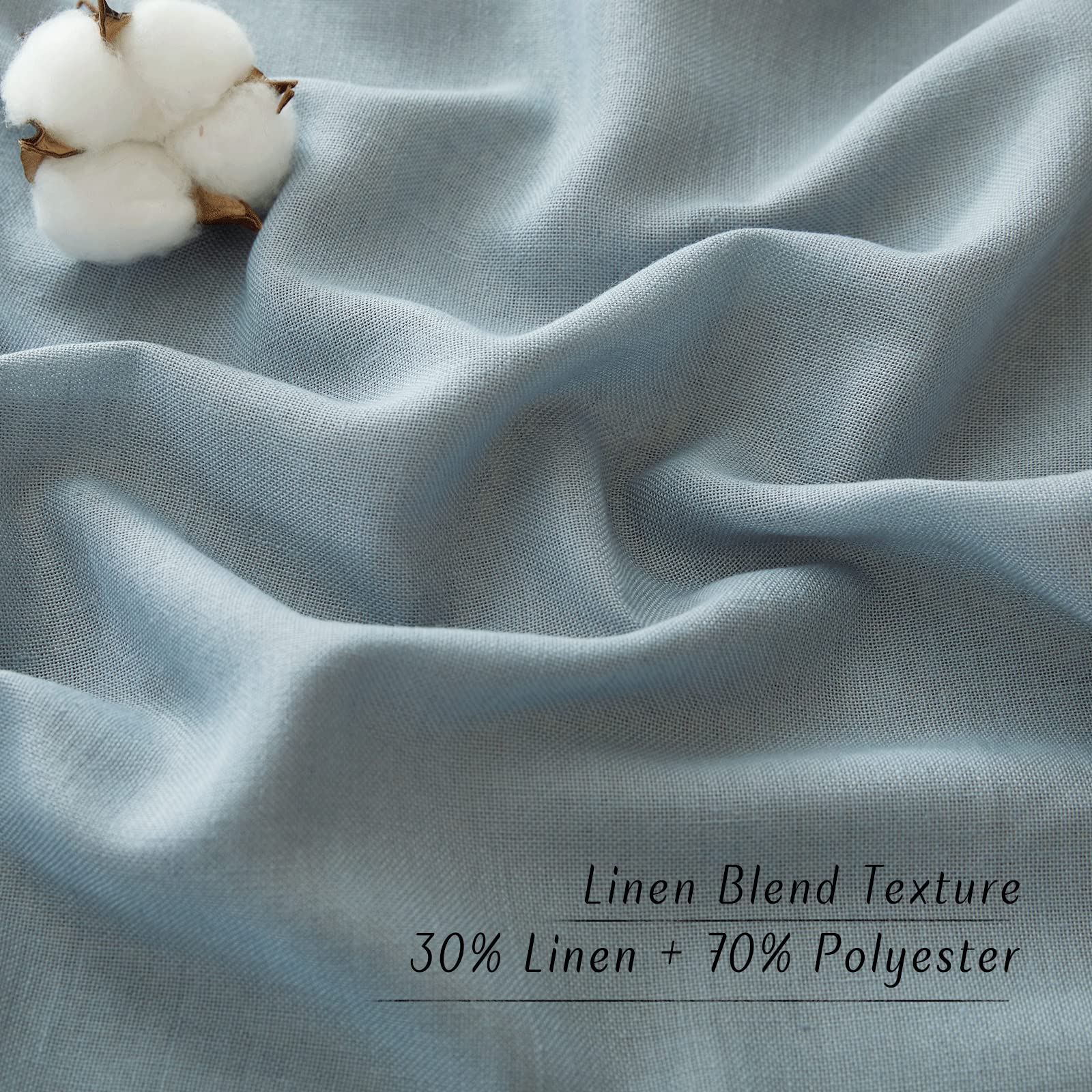 NICETOWN Stone Blue Linen Doorway Curtains 80 inches Long, Grommet Thick Linen Weave Semi Sheer Window Treatments Privacy Assured with Light Filtering for Bedroom/Side Door, W34 x L80
