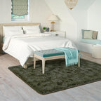 Goideal Fluffy Rug for Bedroom Living Room, 6x9 Olive Green Area Rugs, Faux Fur Shag Modern Carpet Ultra Soft Girls Boys Room Home Decor, Solid