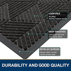 Smiry Front Door Mat Outside Entrance, Heavy Duty Sturdy Natural Rubber Doormat, Trap Dirt and Moisture, Easy Clean Low Profile Mats for Indoor Outdoor Entry, Irregular Triangle (47x32, Charcoal)