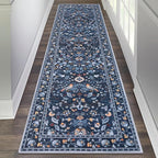 HEBE Washable Hallway Runner Rug 2'x 8' Non Slip Kitchen Rugs Runner,Low Pile Entryway Rug Laundry Room Mat Floral Carpet Runners for Hallways, Kitchen,Bathroom,Laundry,Bedside Rug
