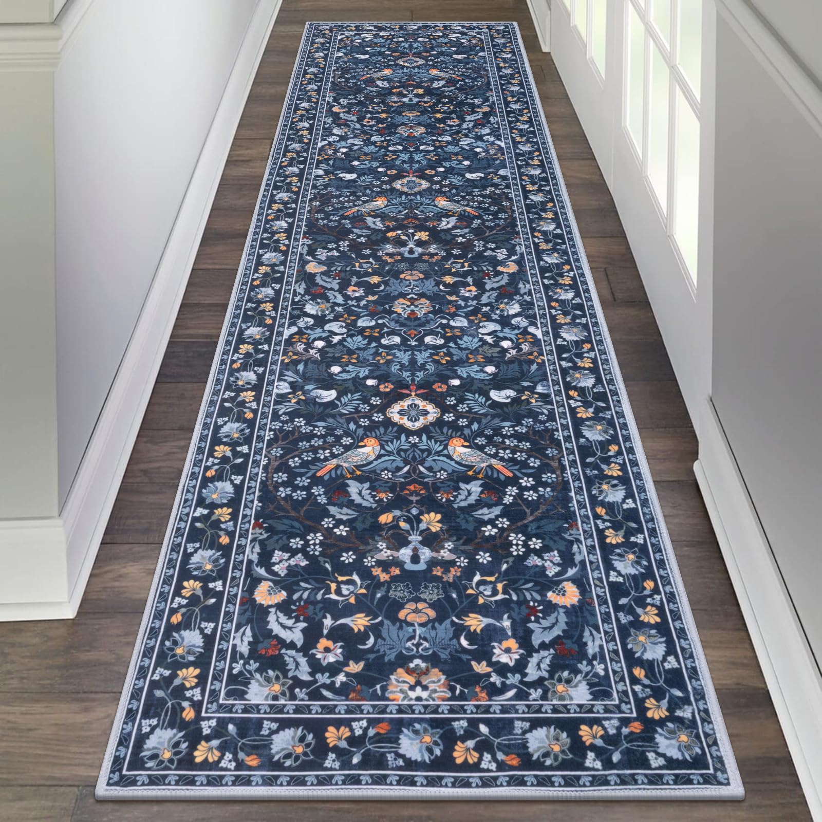 HEBE Hallway Runner Rug 2'x8', Washable Non Slip Kitchen Rug Runner