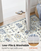 AMADA HOMEFURNISHING Washable Area Rug, Low-Profile Large Area Rug with Non-Slip Backing & Durable Edge Binding, Vintage Large Rugs for Living Room, Bedroom, Dinning Room (8x10,Blue/White)