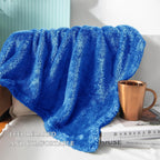 Exclusivo Mezcla Fuzzy Large Fleece Throw Blanket for Couch, Cobalt Blue