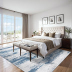 Area Rugs 10x14 Living Room - Washable Rug Modern Abstract Soft Large Neutral Non-Slip Carpet Indoor Floor Thin Carpets for Bedroom Dining Room Farmhouse Nursery Home Office White Blue Grey