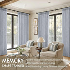 MIULEE Pinch Pleated Thick Linen Curtains 102 Inches Long 2 Panels for Living Room Bedroom, Linen Textured Drapes Pleat Back Tab Memory Trained Light Filtering Light Blue Window Curtains with Hooks