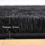 Chicrug Soft Runner Rug for Bedroom Living Room Plush Fluffy Rug 2x3 Feet, Shag Furry Runner Carpet Non Shedding for Nursery Children Kids Girls Room Home Decorative, Black