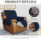 ISSUNTEX Double Protection 100% Waterproof Recliner Covers for Living Room, Reversible Furniture Protector Recliner Couch Sofa Slipcover for Dogs, Pets, Kids (Oversized Recliner, Navy/Ivory)