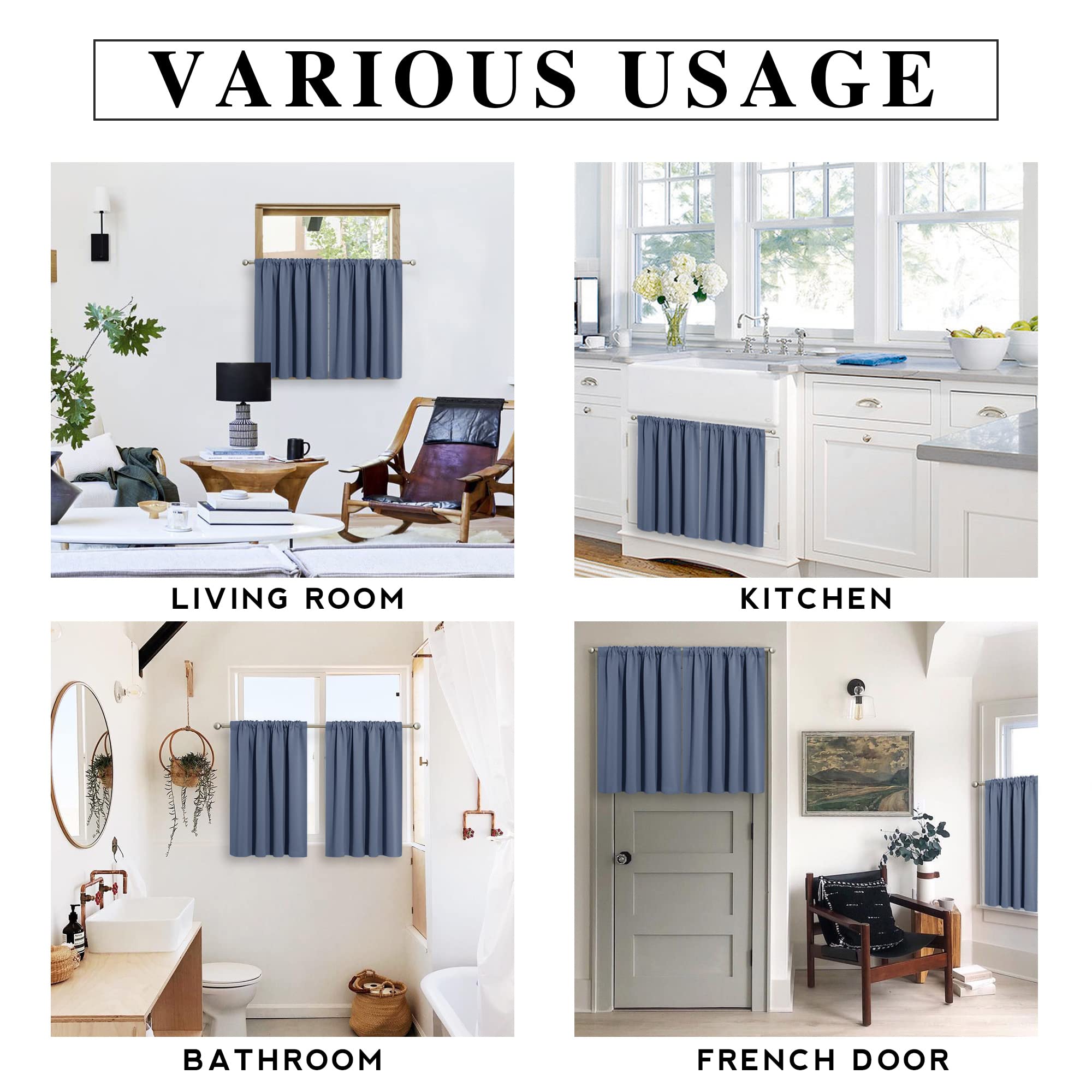 RYB HOME Blackout Curtains for Bedroom Living Room Nursery 63 inches Long