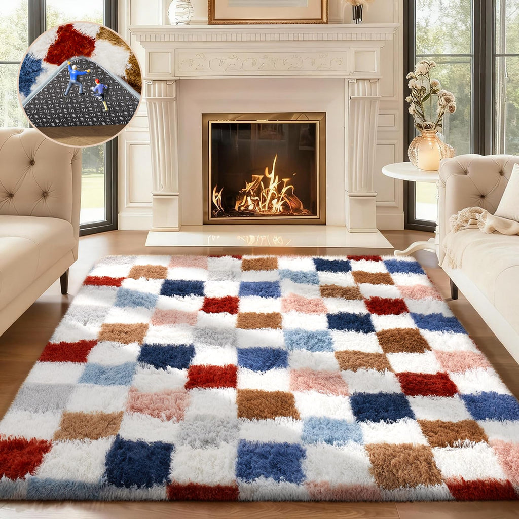Ophanie Area Rugs for Living Room Bedroom, Washable Non-Slip Fluffy Soft Grey Shag Carpet, Indoor Floor Gray 4x6 Fuzzy Shaggy Living Room Plush Rug for Kids Home Dorm Decor Aesthetic