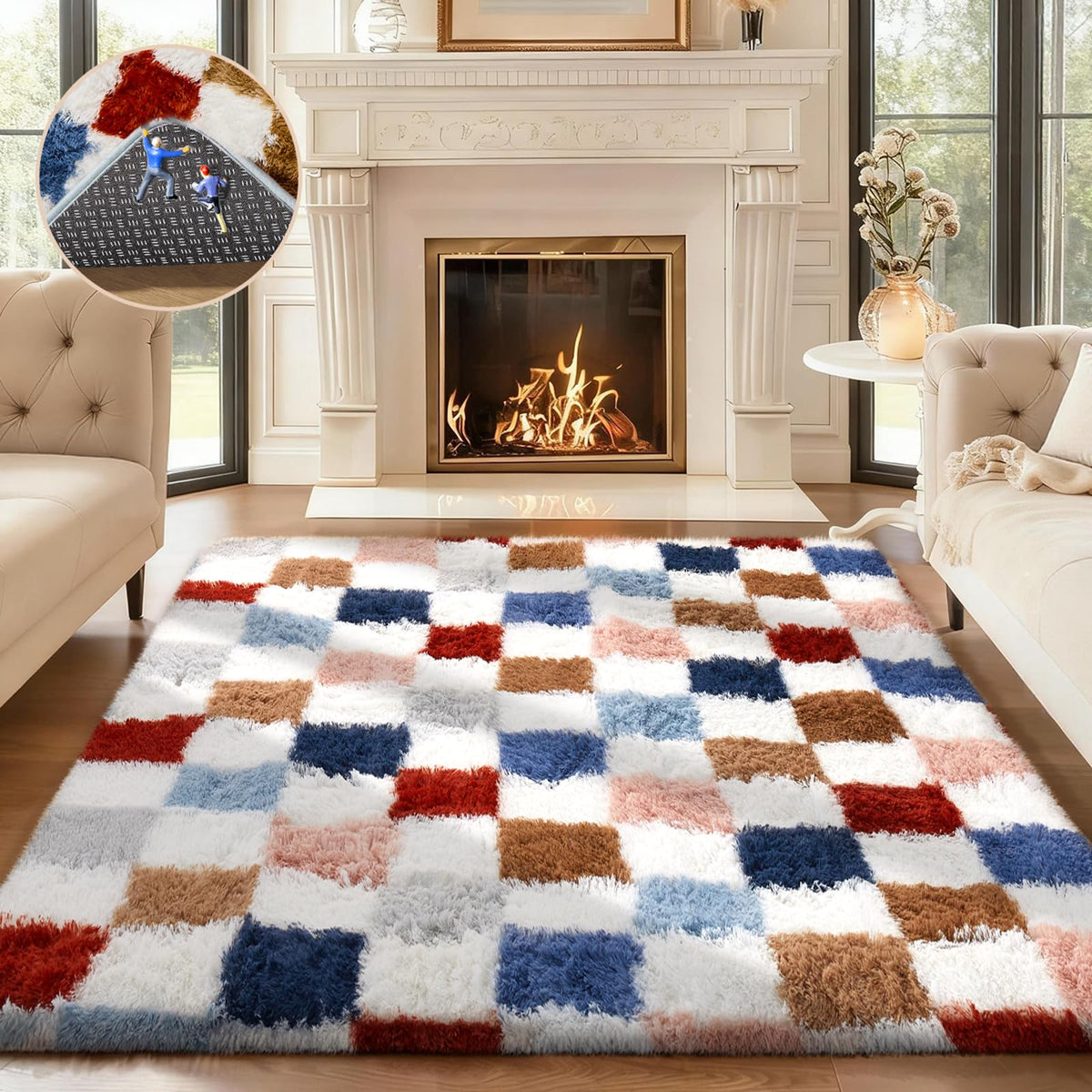 Ophanie Area Rugs for Living Room Bedroom, Washable Non-Slip Fluffy Soft Grey Shag Carpet, Indoor Floor Gray 4x6 Fuzzy Shaggy Living Room Plush Rug for Kids Home Dorm Decor Aesthetic