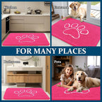 OLANLY Dog Door Mat for Muddy Paws 36x24, Paw Print Design, Absorbs Moisture and Dirt, Absorbent Non-Slip Washable Doormat, Quick Dry Chenille Mud Mat for Dogs, Entry Indoor Entryway Carpet, Hot Pink