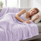 Exclusivo Mezcla Soft Fleece Bed Blanket King Size, 90”x104”, Lilac Purple
