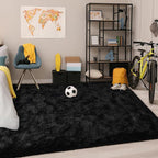 Chicrug Soft Area Rugs for Bedroom Living Room Plush Fluffy Rug 6x9 Feet, Shag Furry Area Rug Carpet Non Shedding for Nursery Children Kids Girls Room Home Decorative, Black