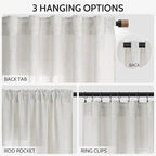 Nanspring Natural Linen Curtains 84 Inch Length 2 Panels Set for Living Room Country Semi Sheer Rustic Light Filtering Curtains Farmhouse Decor Curtain for Bedroom Back Tab and Rod Pocket 52x84