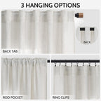 Nanspring Natural Linen Curtains 84 Inch Length 2 Panels Set for Living Room Country Semi Sheer Rustic Light Filtering Curtains Farmhouse Decor Curtain for Bedroom Back Tab and Rod Pocket 52x84