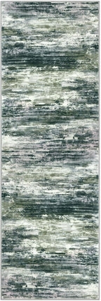 KOZYFLY Modern Abstract Runner Rugs 2x6 Green Yellow Machine Washable Area Rug for Bedroom Non-Slip Living Room Rug, Faux Wool Soft Low Pile Office Carpet for Dining Room, Bedroom, Kitchen Bathroom