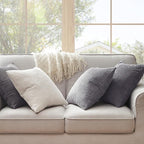 Topfinel Cushion Cover 50x50 cm Gray Set of 4 Corduroy Pillow Covers Cushion Cover Decorative Cushion Cover Sofa Cushion Deco for Sofa Bedroom Living Room Balcony Children Fluffy Gradient