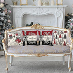 ONFAON Christmas Decorations - Merry Christmas Trees Red Throw Pillow Covers 18x18 Set of 4,Winter Holiday Decor Throw Cushion Case for Home Couch