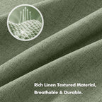 MIULEE 100% Blackout Linen Curtains for Bedroom, Sage Green Solid Luxury Decor Thermal Insulation Room Darkening Drapes for Living Room Nursery Back Tab Rod Pocket 42 x 90 Inches, 2 Panels
