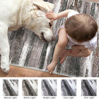 Lansny Modern Abstract Runner Rug 2.6x14, Dark Light Brown White Washable Long Kitchen Runner Non-Slip Soft Hallway Rug Runner Thin Print Faux Wool Carpet for Entryway Bedroom Laundry Room Indoor
