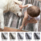 Lansny Modern Abstract Runner Rug 2.6x12, Dark Light Brown White Washable Long Kitchen Runner Non-Slip Soft Hallway Rug Runner Thin Print Faux Wool Carpet for Entryway Bedroom Laundry Room Indoor