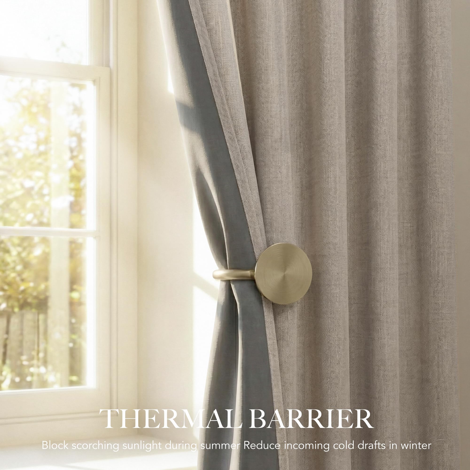RYB HOME Natural Beige 100% Blackout Curtains for Bedroom 84 Inch Long