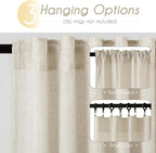 Faux Linen Beige Curtains 132 inches Long for Living Room Rustic Farmhouse Linen Drapes Semi Sheer Burlap Textured Canvas Cloth Curtain Panels Set of 2 Kahki Tan Colored