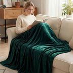 Exclusivo Mezcla Fleece Throw XL Blanket for Couch, Sofa, Super Soft and Warm Forest Green Blankets, All Season, Cozy, Plush, Lightweight, 50x70 Inches