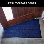 Sierra Concepts Front Door Mat Welcome Floor Mats - Entryway Indoor Outdoor Entrance Dog Doormat, Patio, Porch, Muddy Shoe, Inside Outside Low Profile, 30x17 inches, 2-Pack Blue