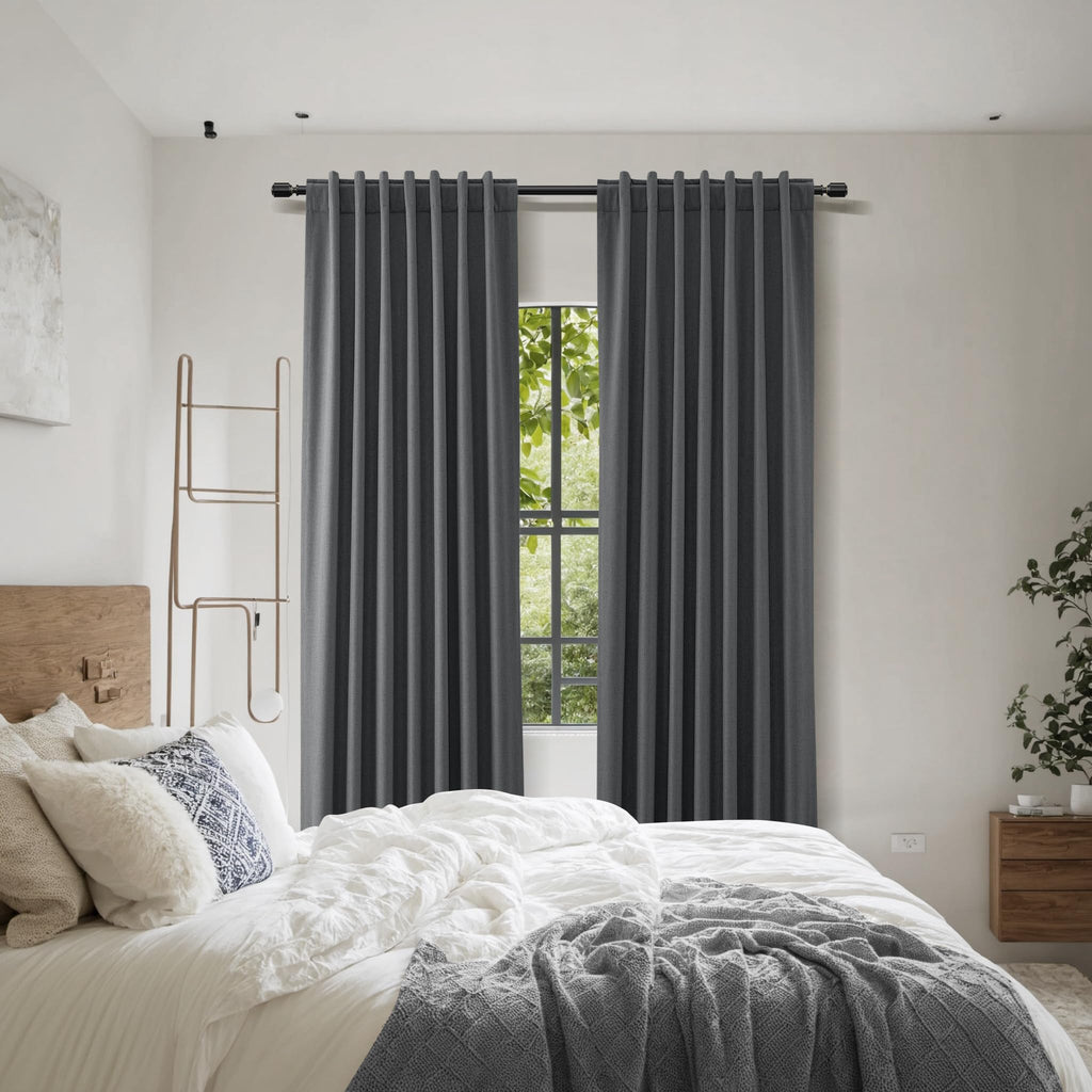 Guken 100% Blackout Curtains 102 Inch Length 2 Panels Set for Living Room Bedroom Back Tab Thermal Insulated Black Out Linen Drapes Room Darkening Blazer Grey,52x102