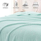 Whale Flotilla Extra Large Fuzzy Fleece Throw Blanket for Couch, 50x70 Inch Fluffy Warm Soft Jacquard Blankets for All Season, Lightweight and Cozy, Light Blue