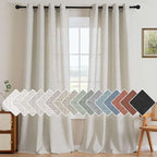 H.VERSAILTEX Living Room Linen Curtains - Semi Sheer, Nickel Grommet, Energy Saving, Light Filtering Window Treatments - Pale Oak, 2 Panels, 52 x 84 Inch