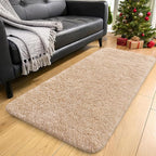 OLANLY 2x10 Machine Washable Runner Rugs for Hallway, Soft Fluffy Shaggy Bedside Rugs for Bedroom, Living Room, Indoor Floor Carpet for Kids Girls and Boys, Nursery Rooms, Home Decor Aesthetic, Beige