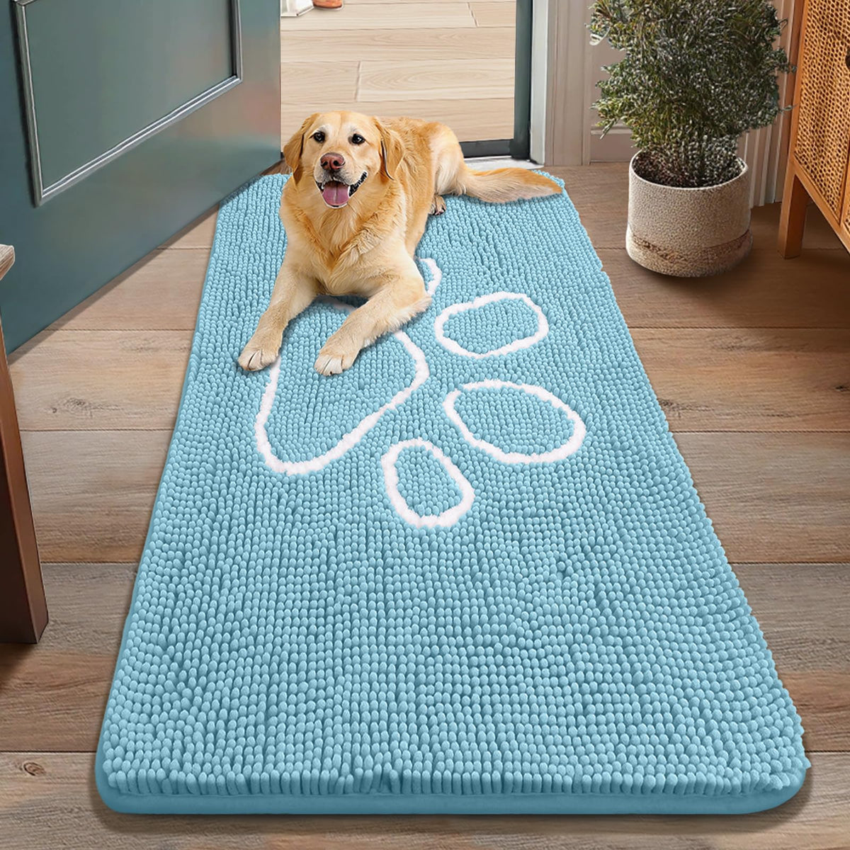 Smiry Dog Door Mat for Muddy Paws, Absorbent Non Slip Dirt Trapper, 48x30
