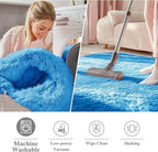 OLANLY Bright Blue Round Rugs for Bedroom - Machine Washable, 2 ft Circle Area Rugs for Living Room, Soft and Fluffy Shaggy Carpet for Teen Girl and Boys, Nursery Rooms, Dorms, Home Decor Aesthetic