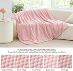 BEDELITE Fleece Blanket Twin Size for Bed Couch, 3D Jacquard Decorative Pink Throw Soft and Cozy Warm Plush Fuzzy Blanket All Seasons Suitable, 60x80Inches